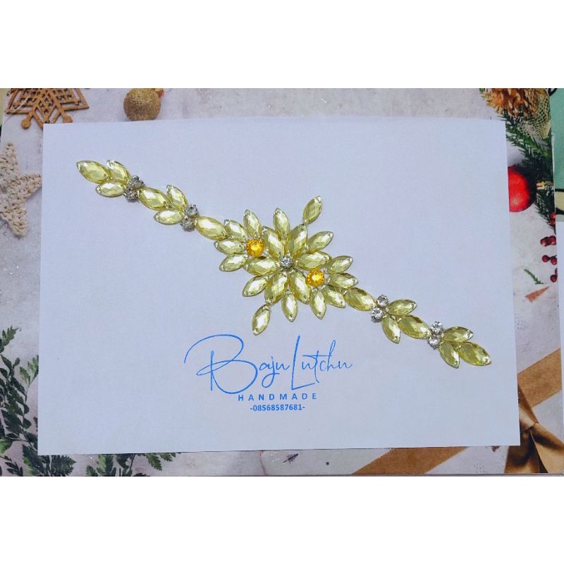 Payet pinggang diamond rangkai kuning hijau lime lemon