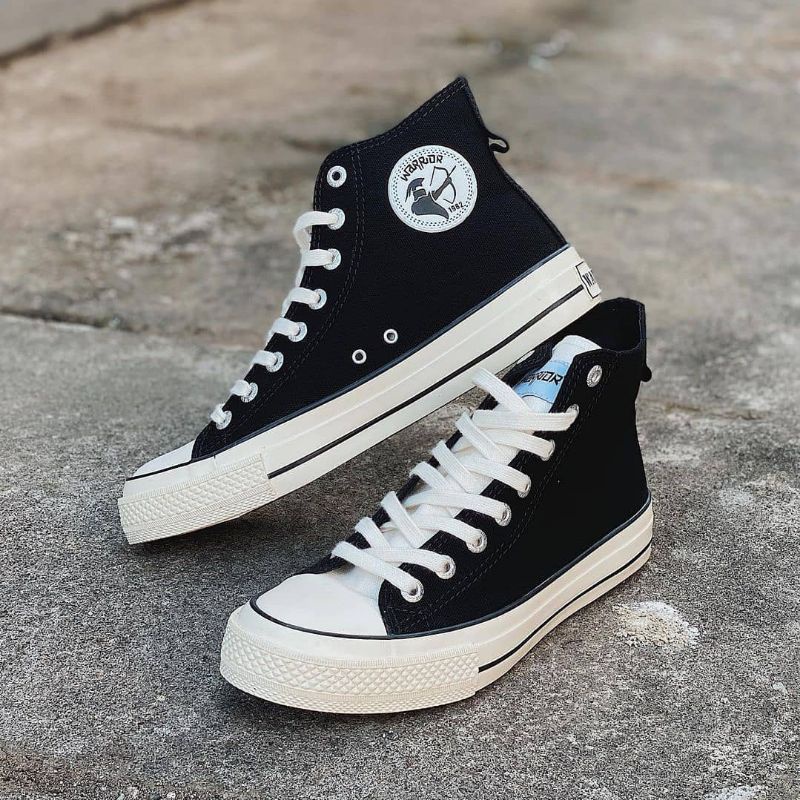 Warrior Poseidon Black White High Sepatu Warior Original