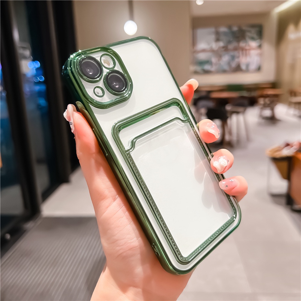 IPHONE Luxury Plating Phone Case Untuk Iphone14 13 Pro Max14 Plus Case Untuk Iphone11 12 Pro MAX Soft TPU Clear Casing Dompet Card Holder Cover