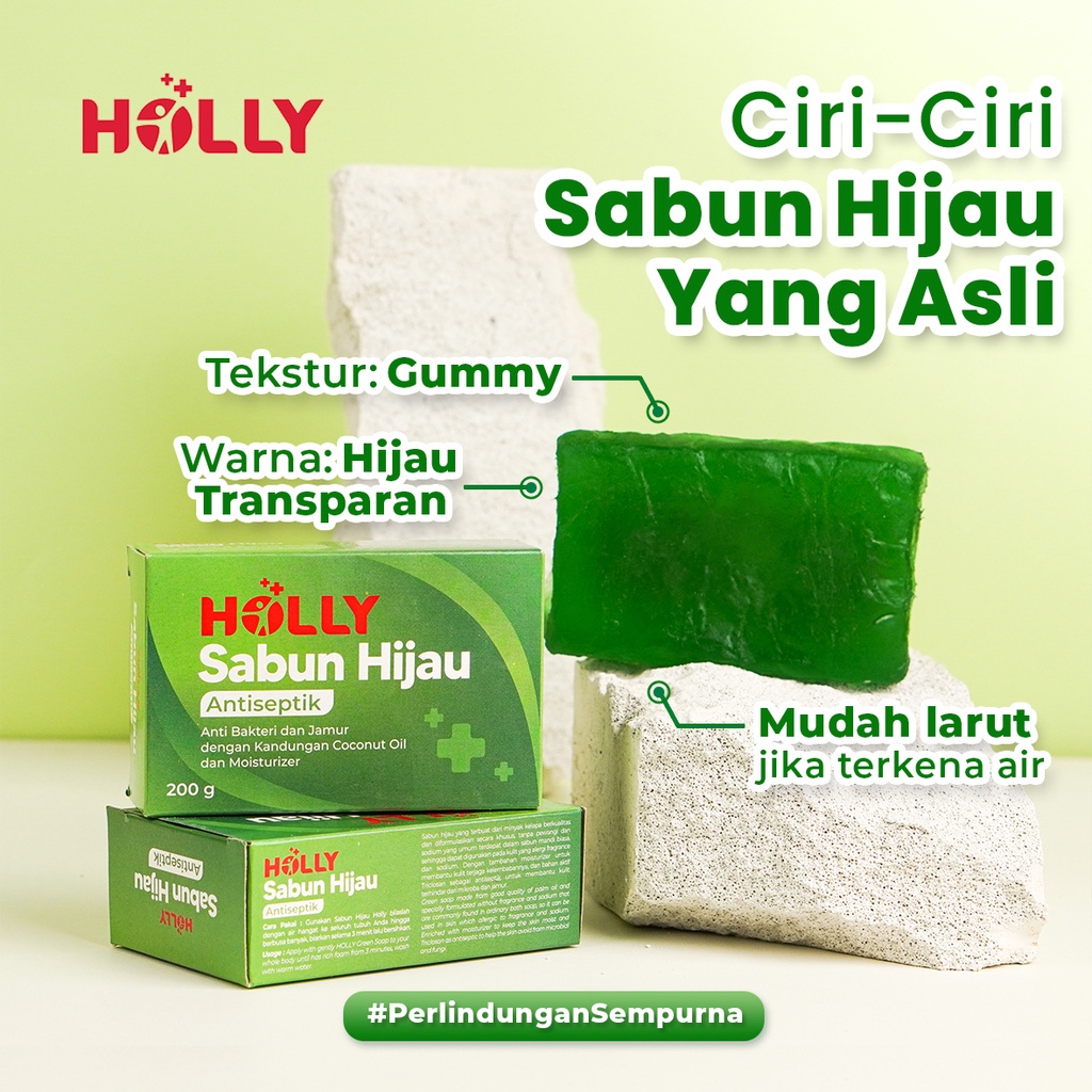 ORIGINAL Holly Sabun Antiseptik  Hijau Box 40gr 60gr 80gr / Antiseptik Anti Bakteri Jamur / Sabun / LEDI MART