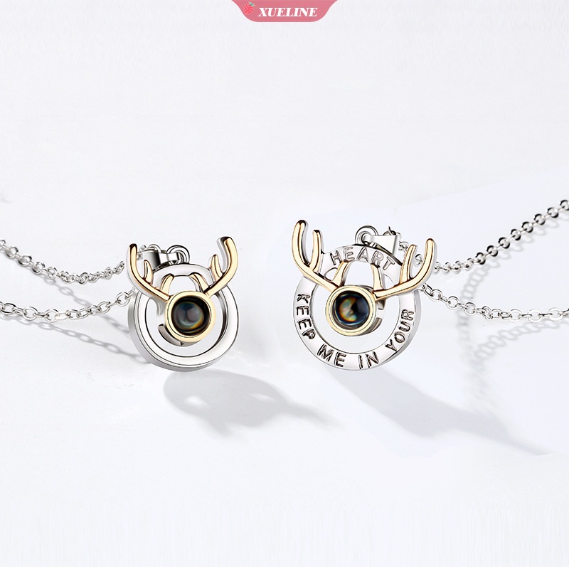 A deer has you couple necklace 100bahasa I love you Proyeksi Liontin Kalung Perhiasan Wanita Hadiah Teman Terbaik [ZXL]