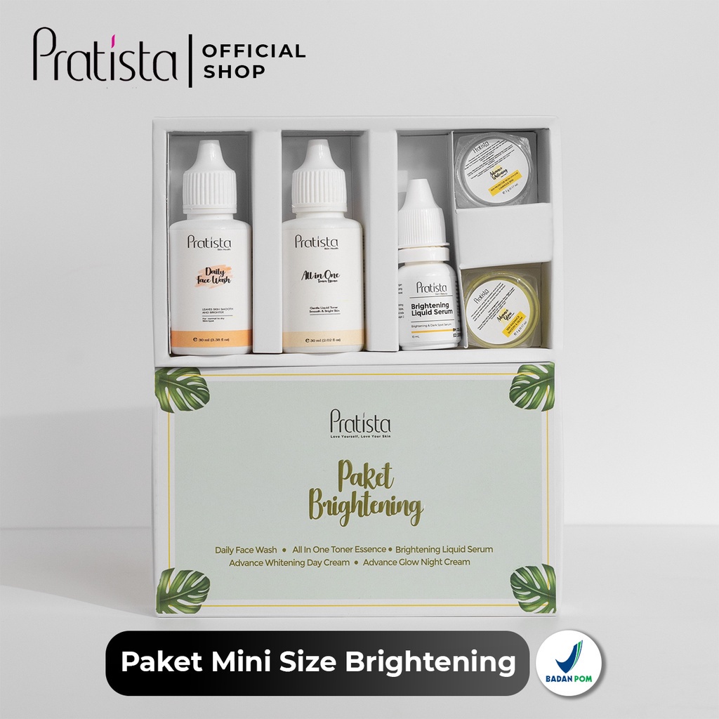 Paket Skincare Pencerah Wajah Pratista Trial Set Brightening Series Penghilang Flek Wajah Mini Skincare Traveling Pratista Ori