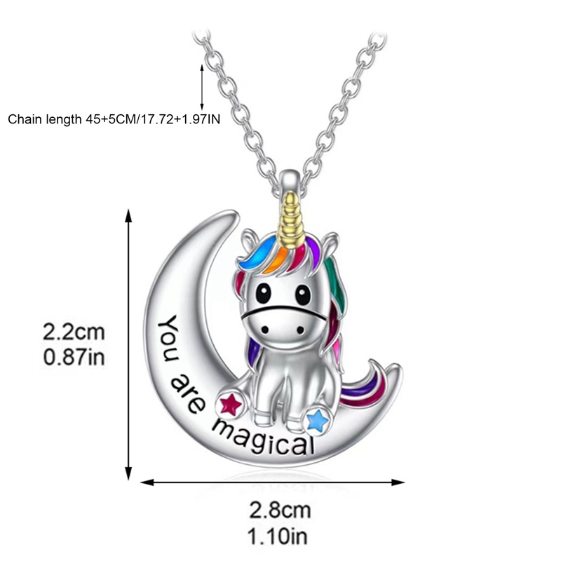 Baru925 Sterling Silver Woman's Stylish Personality Necklace Kalung Berlian Mewah Kalung Unicorn Kristal