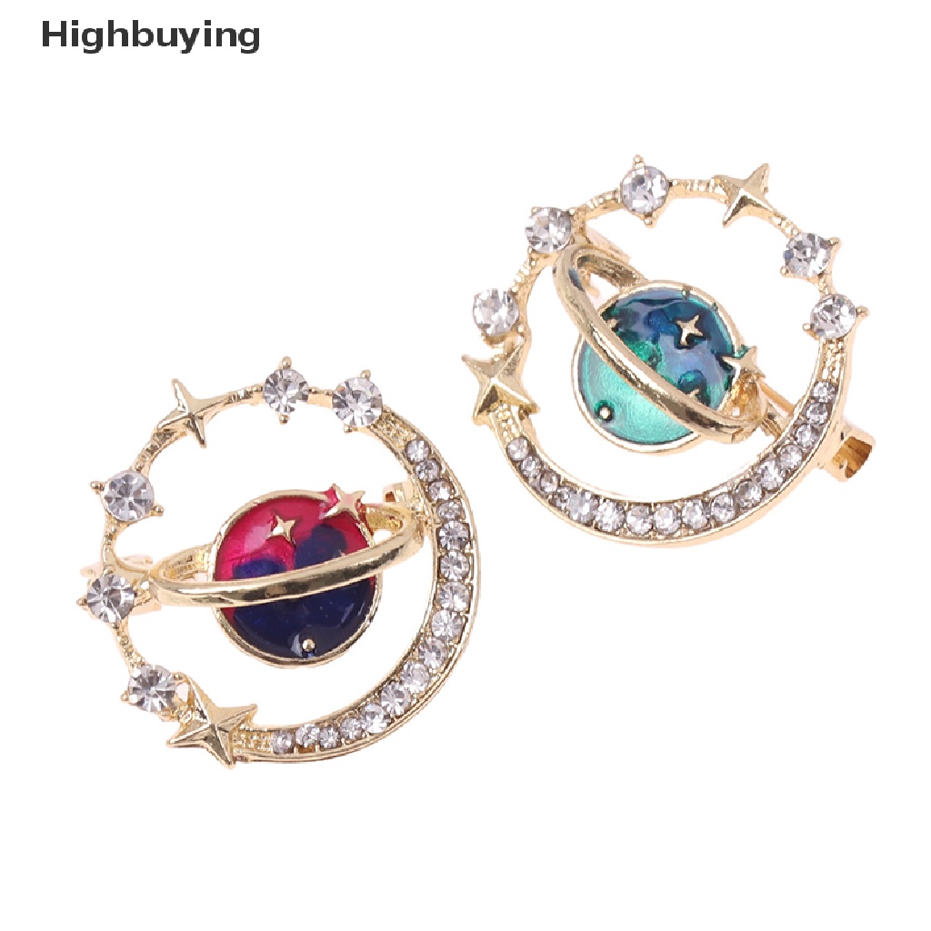 Hbid Lucu Bumi Bulan Bintang Bros Bintang Planet Biru Anti Liar Pin Mantel Syal Bros Enamel Korsase Pin Perhiasan Hadiah Glory