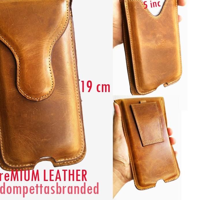 マ Sarung HP Android Pinggang isi 2 Slot Kulit asli Dompet HP Android Hot