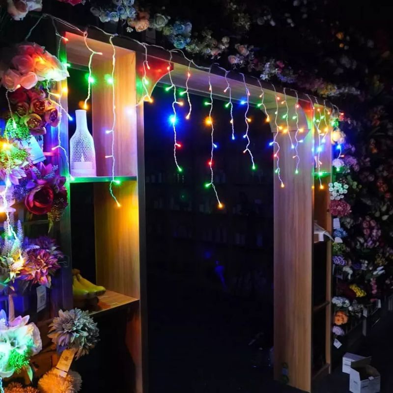 Lampu LED  tirai 4.5m 144 Led Rumbai Tumblr untuk natal tahun baru lebaran ramadhan dekorasi hias kamar tidur rgb Rainbow pink putih kuning biru