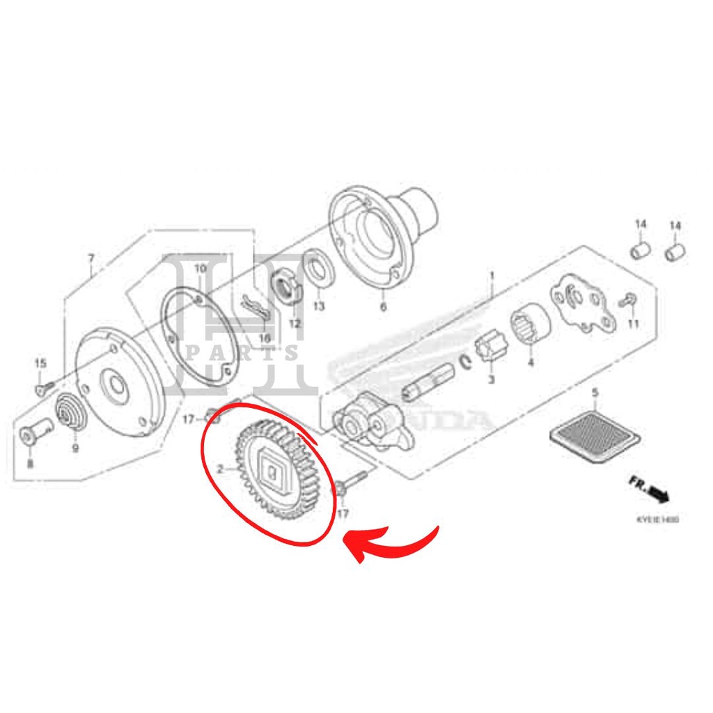 GIGI PENGGERAK POMPA OLI GEAR OIL PUMP DRIVE NEW MEGAPRO FI CB150 VERZA CRF 150L 15130-KRM-870 ASLI ORIGINAL AHM HGP HONDA