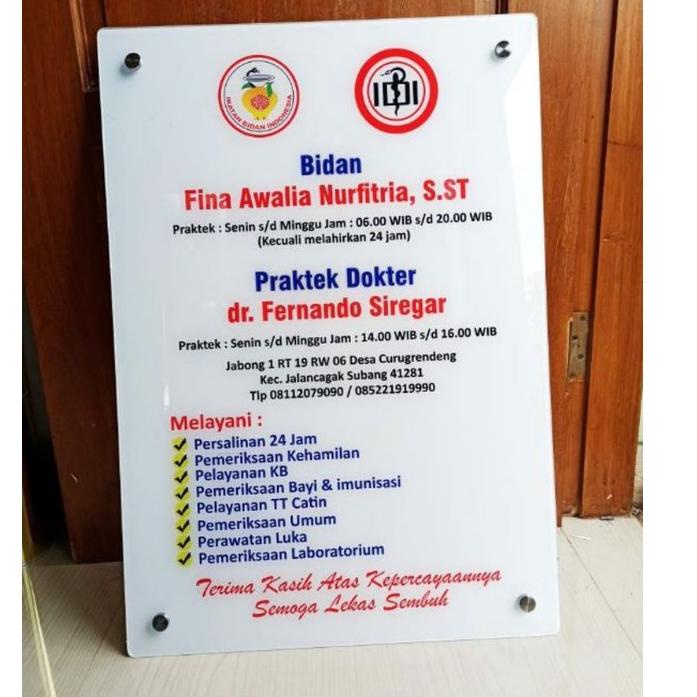 

AWKODE74 Akrilik papan praktek Apoteker, Dokter, Bidan , Akrilik papan praktek Dokter Free Packing_SIAP PAKAI [NAR]