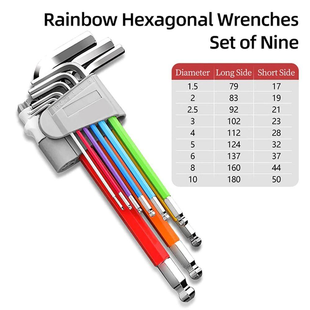 Solighter 9 Pcs Hex Key Wrench T-Handle Ball End Set Alat Hexagonal Segi Enam Internal