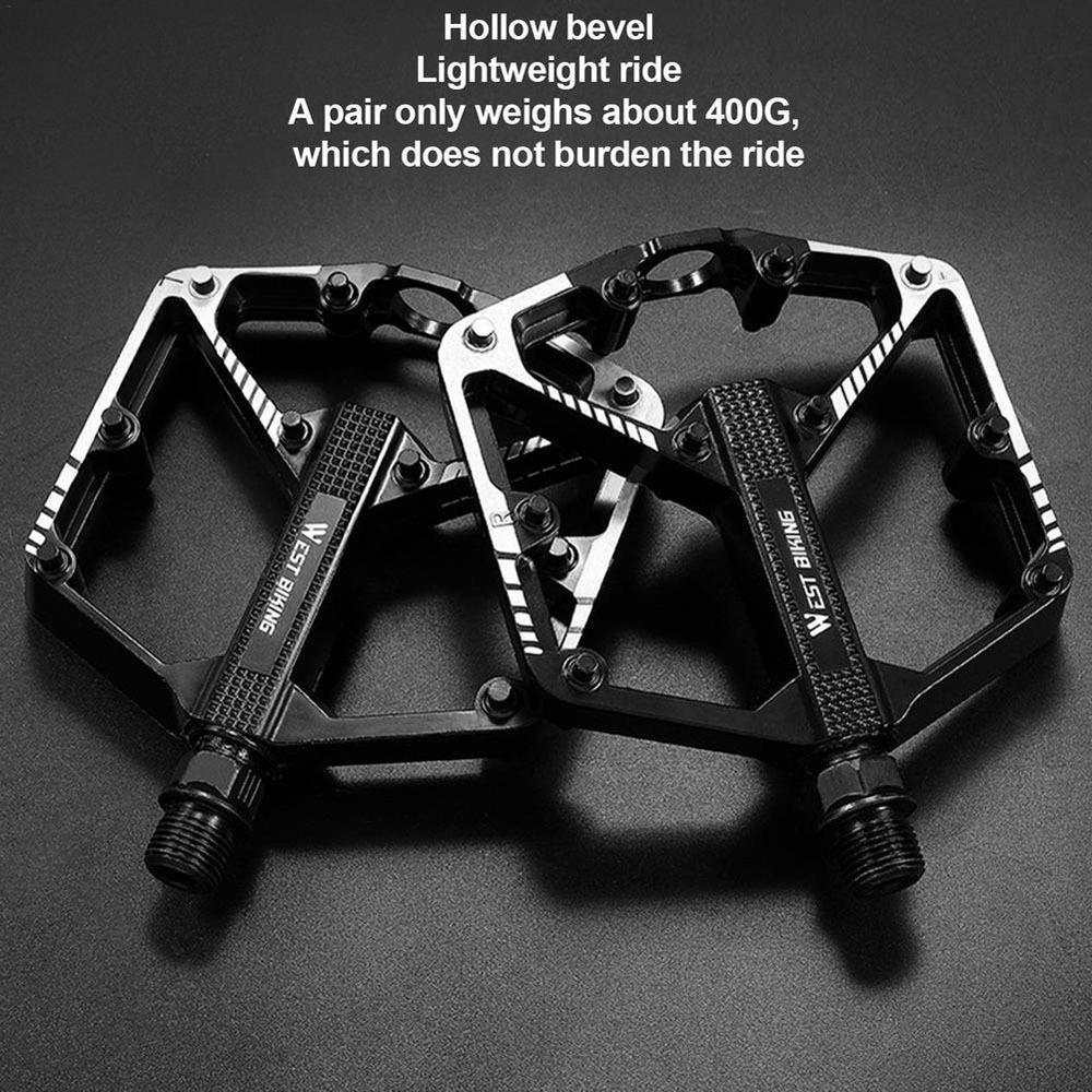 Lanfy Pedal Sepeda 1pasang Jalan Gunung Tahan Lama Kekuatan Tinggi Berkendara Non-Slip Aksesoris Sepeda Paduan Aluminium Sadel Pedal Lebar
