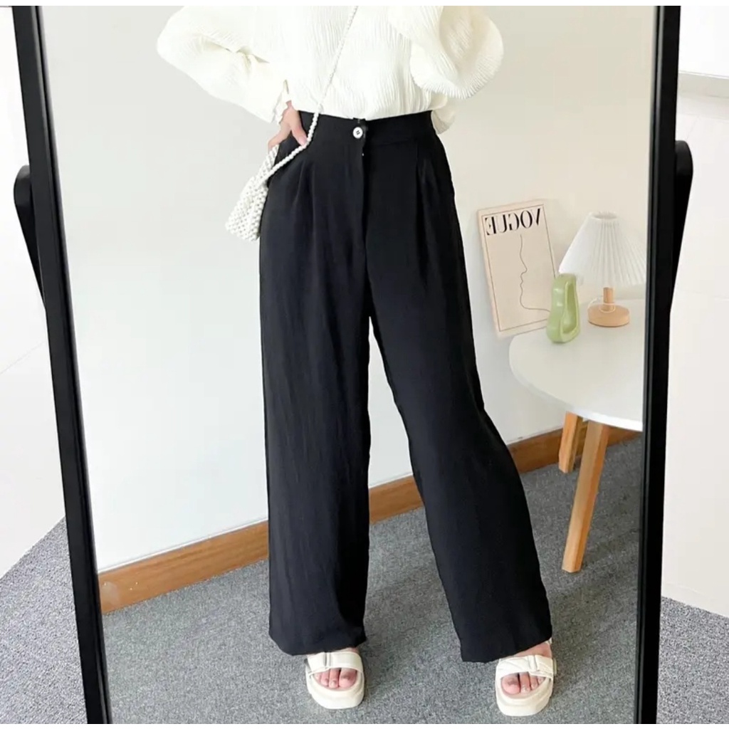 Kulot Crinkle Highwaist Wanita Loose - Highwaist Loose Pants Vol.2
