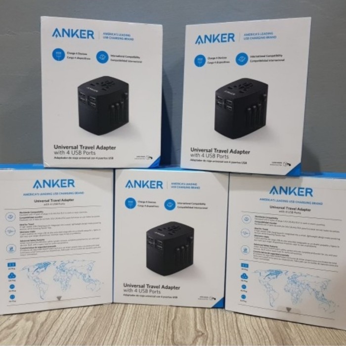 Anker Universal Travel Adaptor Wall Charger 4port USB A2730 Grs Resmi