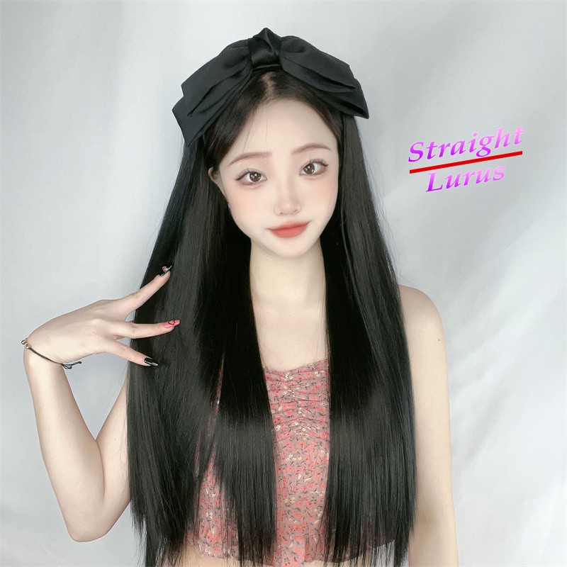 Wig Bando Cantik Wanita Simple Elegan Korean Version Wig Bando Panjang Wanita