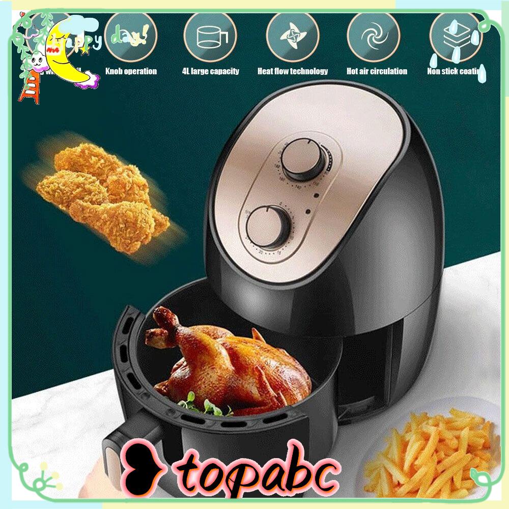 Top 4L Air Fryer Hitam Low Fat Oil Free Timer Oven Dapur