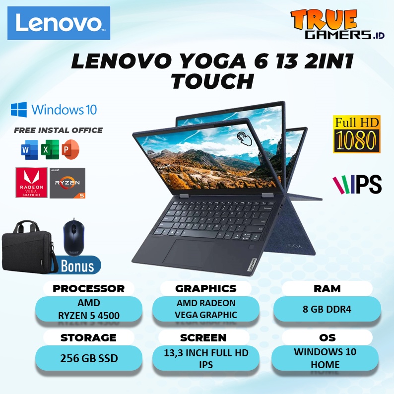 LENOVO YOGA 6 13 2IN1 TOUCH RYZEN 5 5500 8GB 512SSD VEGA7 W10 13.3FHD IPS