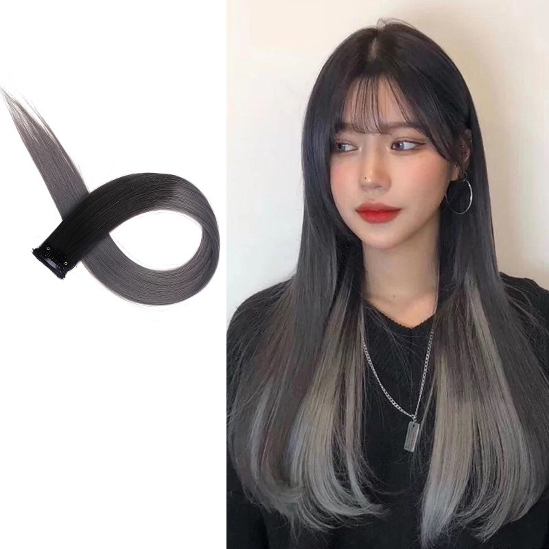 Hair Piece Highlight Wig Pewarna Telinga Untuk Wanita Gadis Hair Extension Aksesoris Rambut Keren 60cm