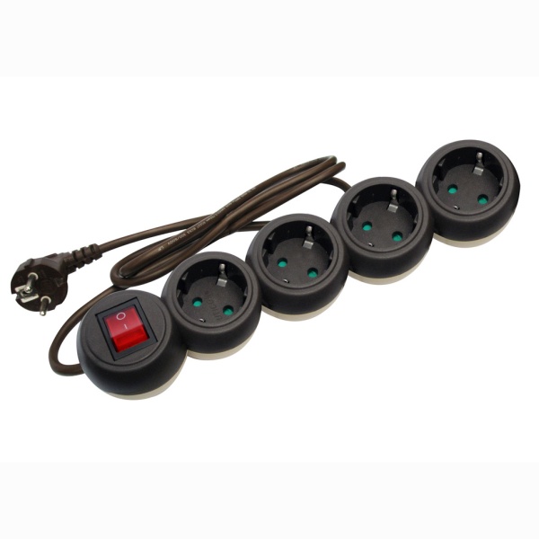 STOP KONTAK UTICON 4 LUBANG ST1488 + KABEL 1,5M MODEL VINTAGE RETRO WARNA HITAM