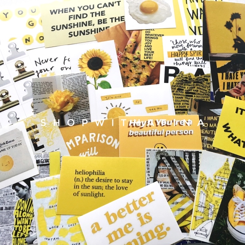 

Sticker Aesthetic | 40++ pcs Aesthetic Typography Yellow - Be The Sunshine Edition Sticker Set | Korean Journal/Scrap Diary Material | SHOPWITHAFINA