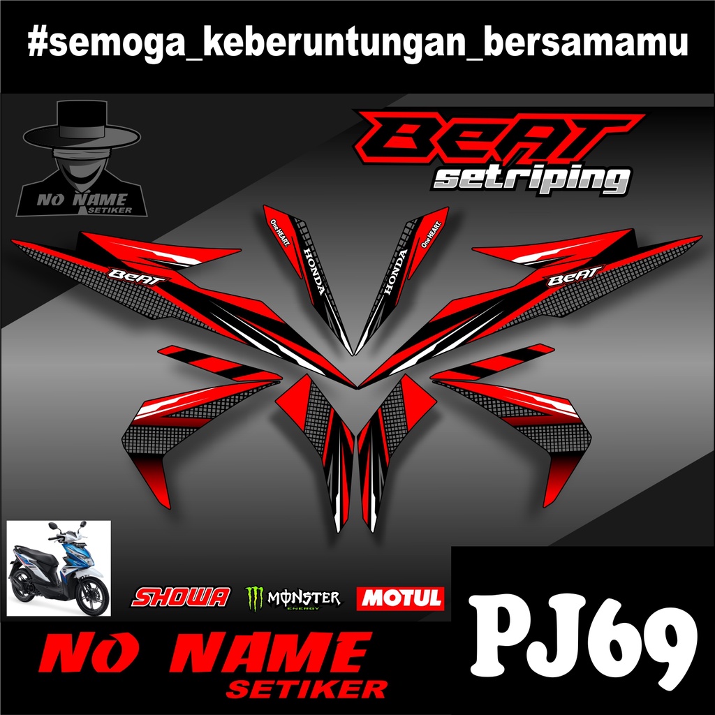 Striping stiker setiker Motor Beat esp (pj69) 2016 2017 2018 2019 / Fi New Esp Iss Variasi Honda 002