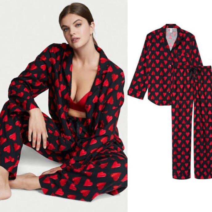 BIG SELL BAJU TIDUR PIYAMA KATUN VICTORIA SECRET LONG PAJAMAS SET ORIGINAL !!!!!!