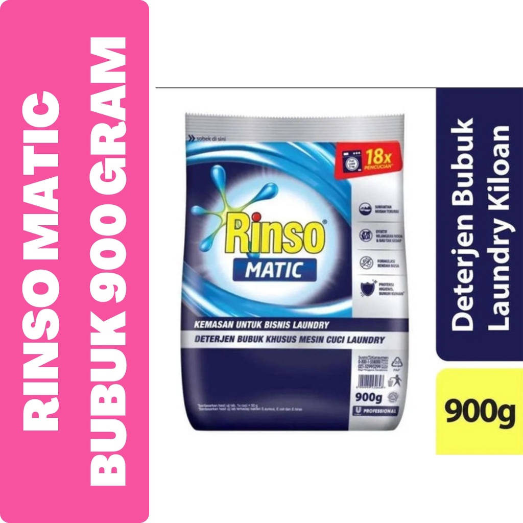 Premium (Mount) DETERJEN BUBUK RINSO MATIC BUBUK 1 KG / RINSO MATIC BUBUK 900 GRAM / DETERJEN RINSO