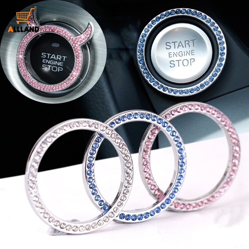 Sparkling Rhinestones Inlay Car Start Button Decorative Ring/Saklar Otomotif Self Adhesive Lingkaran Logam Mewah/Loop Pelindung Kunci Berhenti Kendaraan