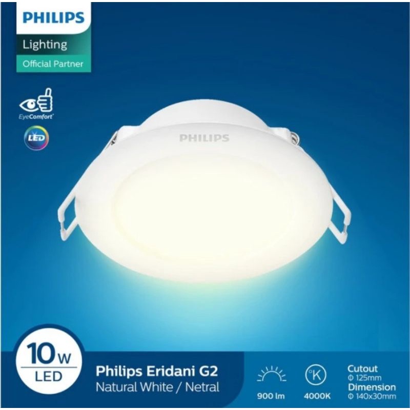 Downlight LED 10 Watt 4000K Natural White Philips Eridani