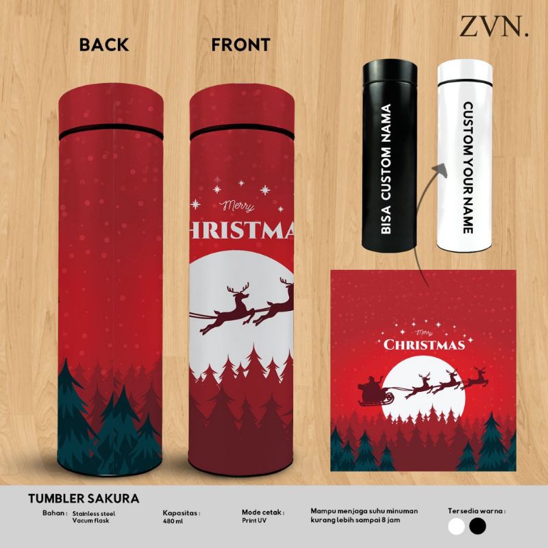 Free Custom TUMBLER NIAGARA TERMOS KECIL MINI KOPI AIR PANAS NATAL MERRY CHRISTMAS Edition a indones