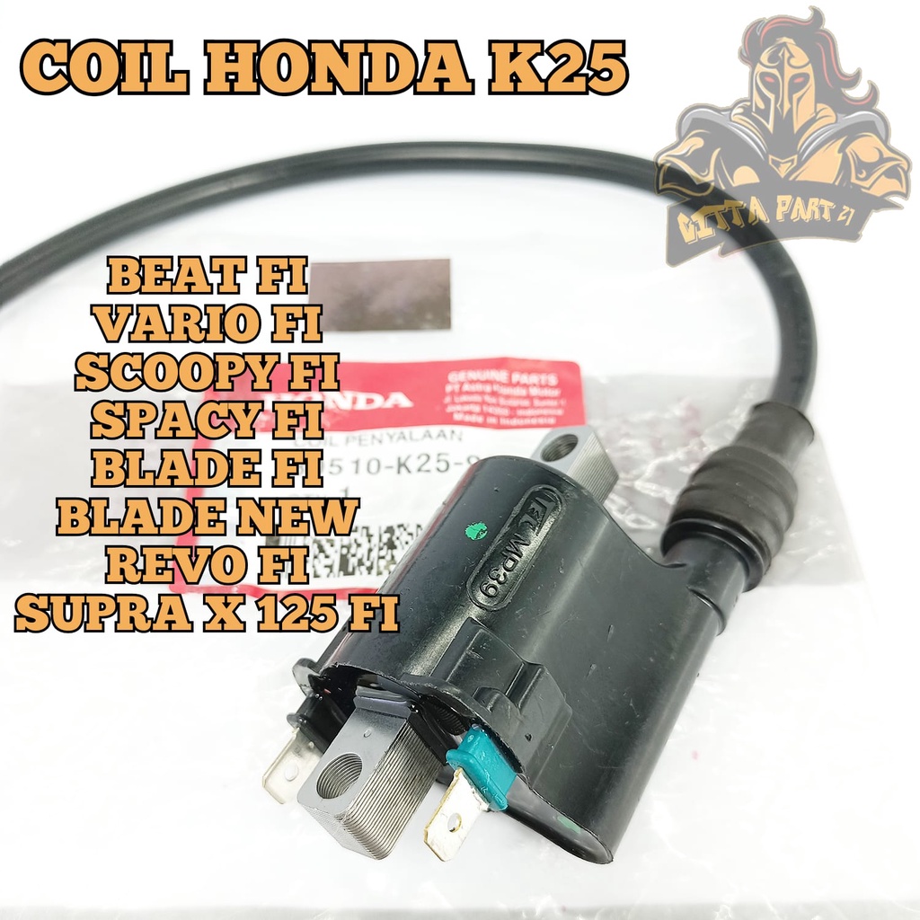 COIL KOIL HONDA K25 KUALITAS ASLI ORIGINAL HONDA AHM PRESISI ARUS PENGAPIAN STABIL TEMBAGA KABEL BESAR BEAT FI VARIO FI VARIO 110 FI SCOOPY FI SPACY FI BLADE FI REVO FI SUPRA X125 FI