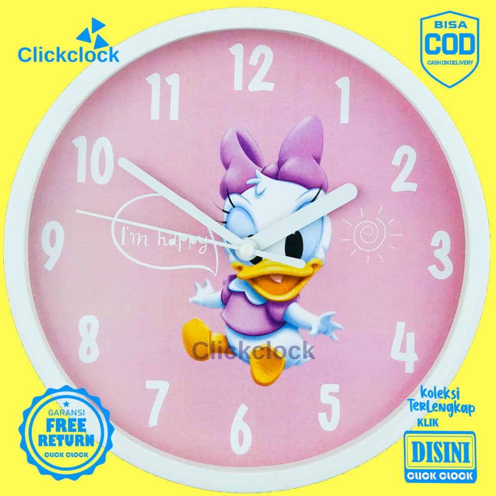 Jam Dinding Quartz Anak Daisy Duck Karakter NN1717 Besar Dekorasi Rumah Unik