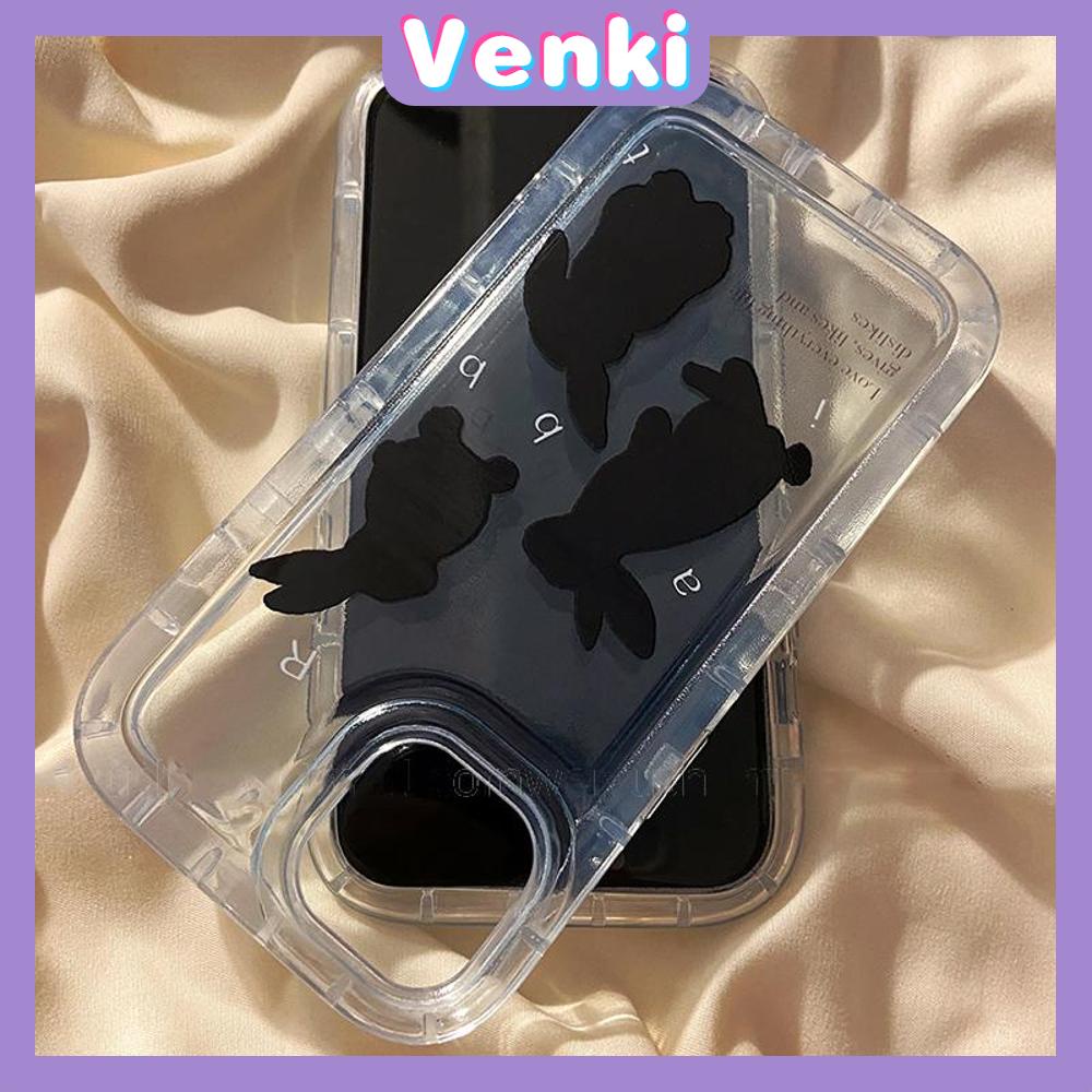 Case For iPhone 14 Pro Max TPU Soft Jelly Airbag Clear Case Black Rabbit Camera Protection Shockproof For iPhone 14 13 12 11 Plus Pro Max 7 Plus X XR