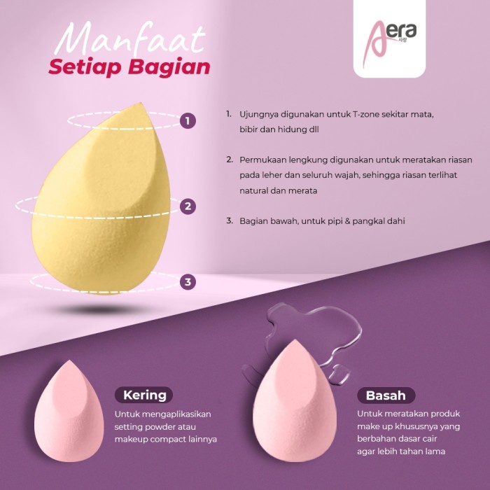 AERA Soft Sponge Beauty Blender Box Isi 4pcs - BB Cream Makeup Puff