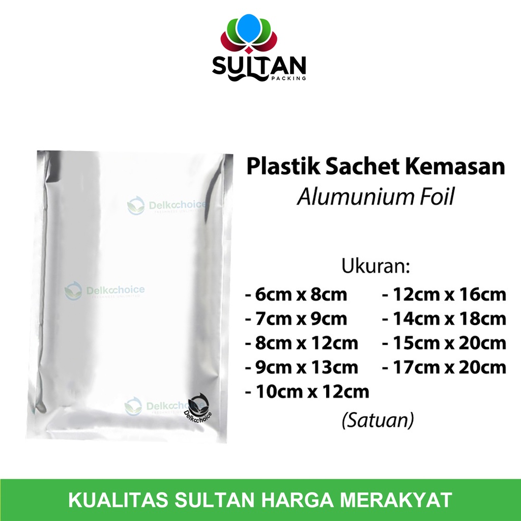 

PLASTIK KEMASAN SACHET BAG ALUMUNIUM FOIL SEALER MAKANAN DELKOCHOICE PREMIUM TERMURAH