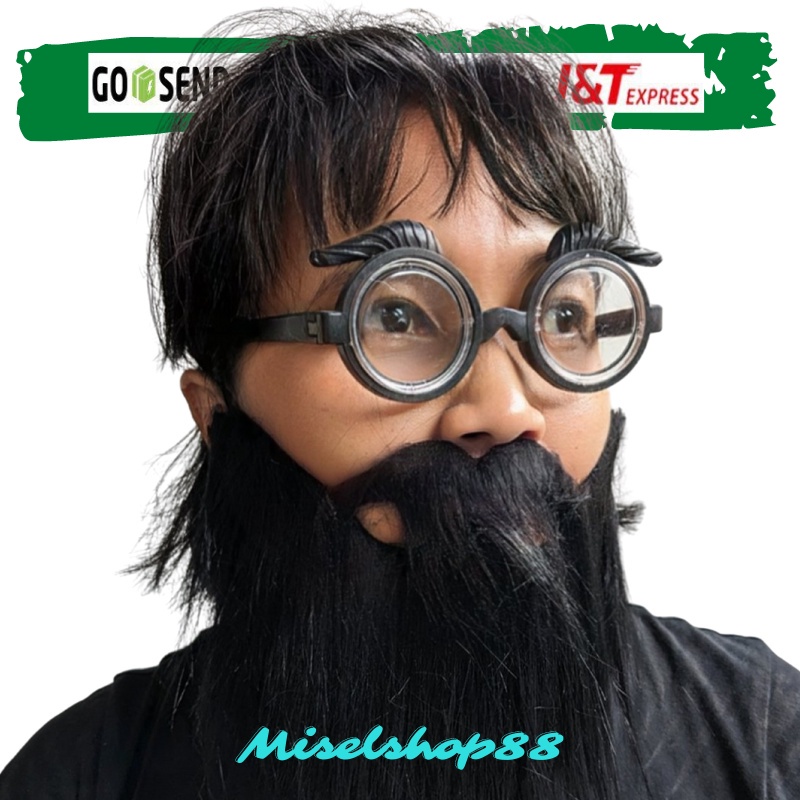 Jenggot palsu dengan kacamata nerd janggut fake beard