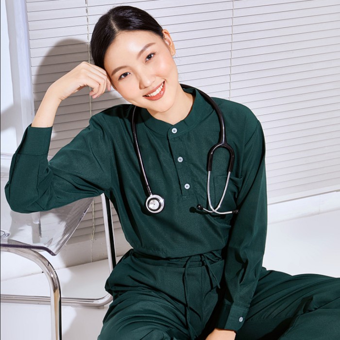 Baju Jaga MLS - DARK GREEN Scrubs on Call Flowy Lengan Panjang