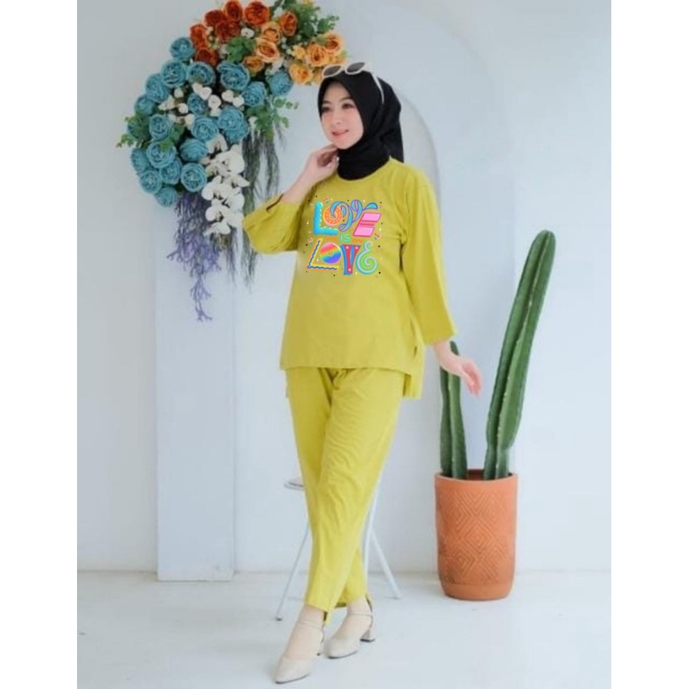 Setelan Tunik Love IS Love / Set Blouse Senyawa