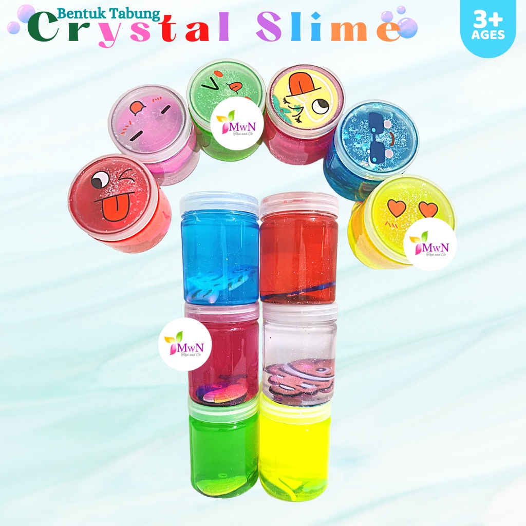 MWN Mainan Crystal Slime Glitter Bening Bentuk Tabung