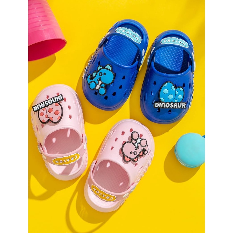 SHOEGALLERY  LV0205 Sandal Crocs Baim Anak Anak Perempuan Laki Laki Motif Dinosaurus