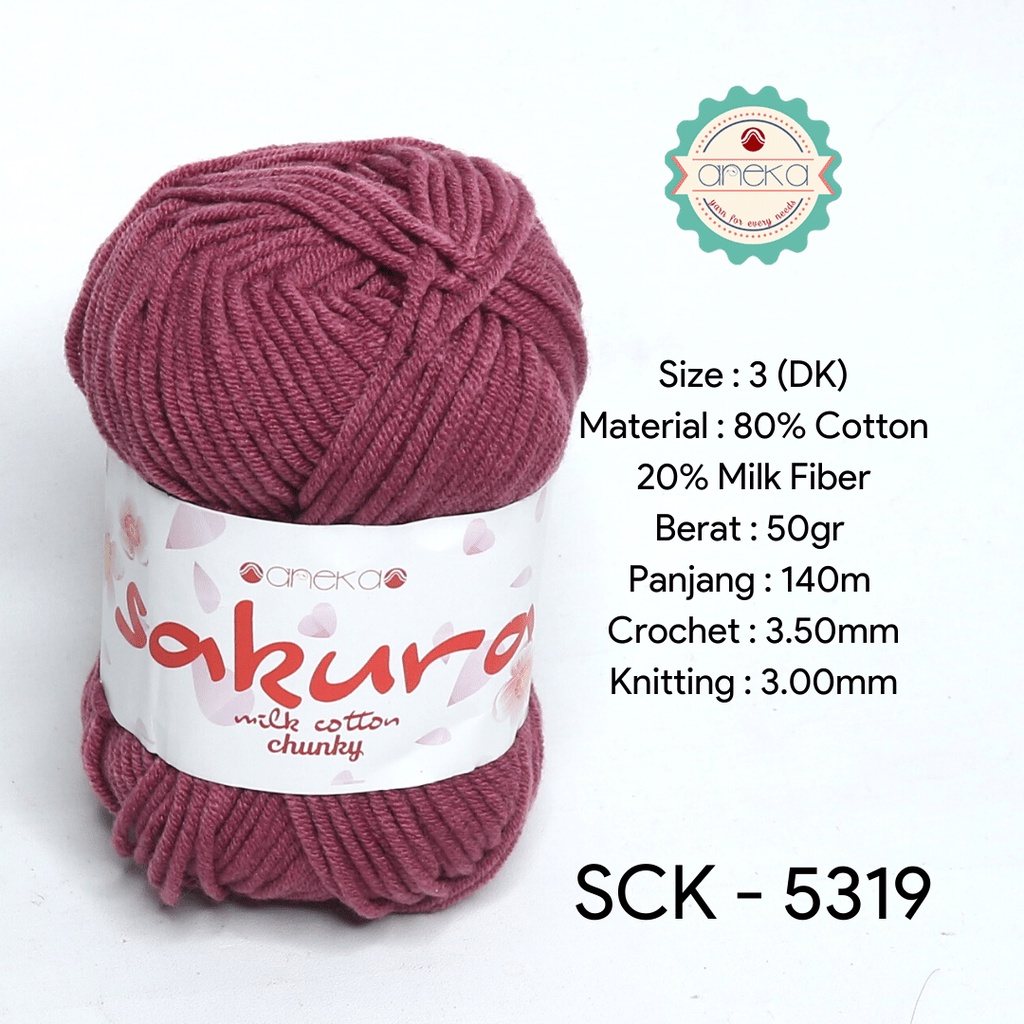 Benang Rajut Katun Susu Sakura Milk Cotton Chunky - 5319