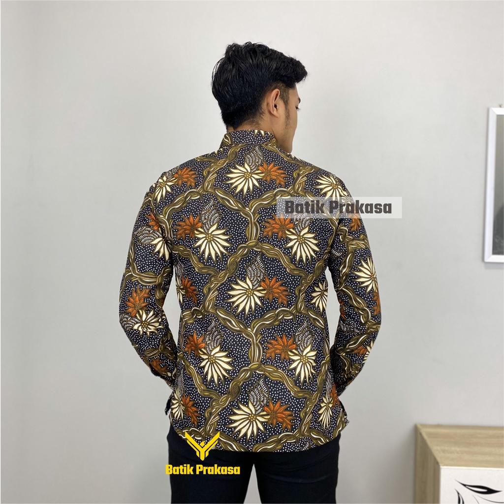 Kemeja Batik Pria Prakasa Motif Arkatama Slimfit Lengan Panjang Batik Solo