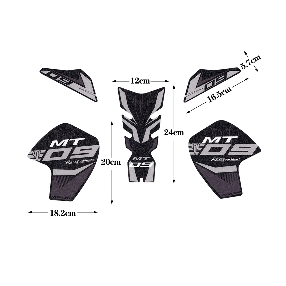 Yamaha MT09 Tangki Bahan Bakar Set Stiker Pelindung Samping Tangki Sepeda Motor Stiker Buram Aksesoris Penghias Modifikasi Anti Selip Bodi Sepeda Motor