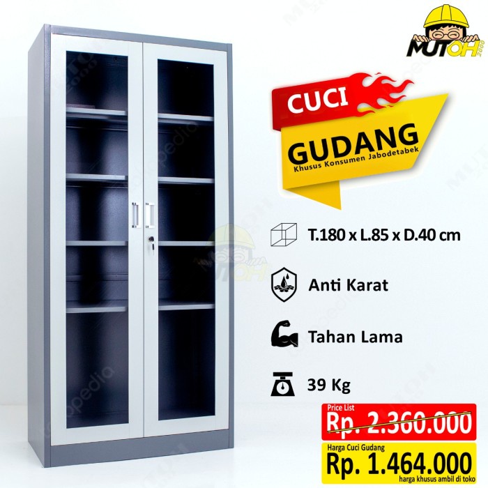 

PROMO lemari arsip lemari besi filling cabinet - pintu kaca swing tarik Code 2348