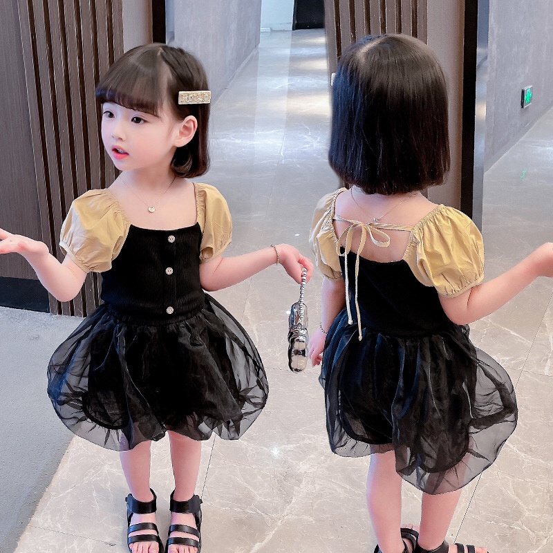 Terusan Gaun Anak Perempuan Tutu Hitam Coklat / Dress Anak Perempuan / Fashion Anak Perempuan / Baju