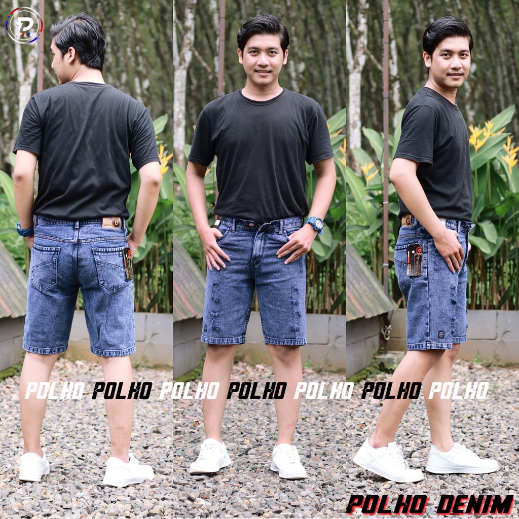 [Bisa COD]Celana Jeans Pendek Sobek Pria Wisker Jeans Pendek Ripped Robek Pria Premium Distro