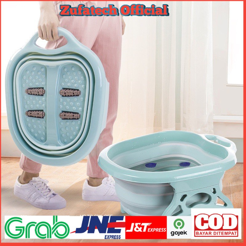 Cyan Baskom Air Lipat Rendam Kaki Pedicure Manicure SPA Foldable Collapsible - SN316 - Blue