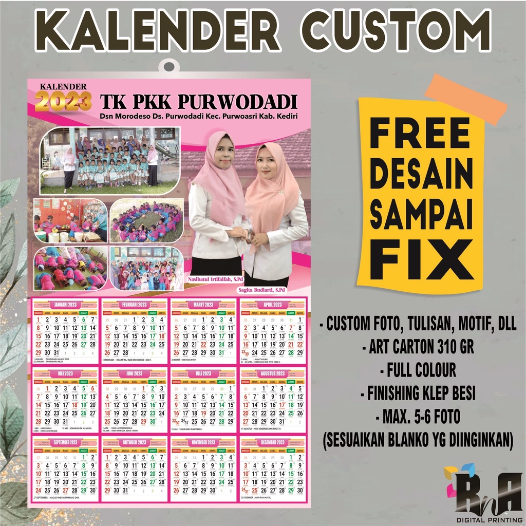 

Kalender 2024 Foto Custom 5-6 foto FREE klep besi