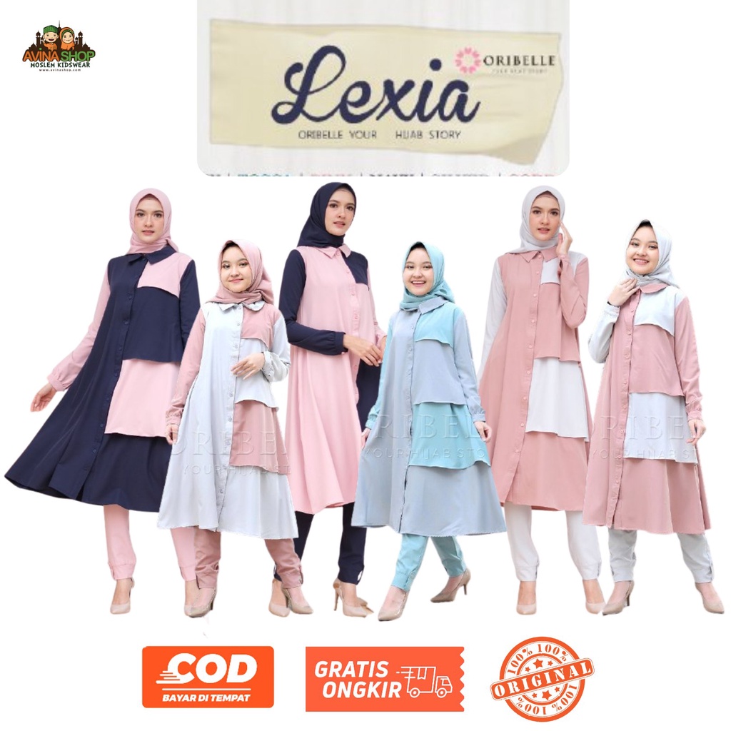LEXIA BY ORIBELLE Kids Tunik Anak Set Jilbab / Setelan Tunik Celana Anak Remaja / Setelan Tunik Anak
