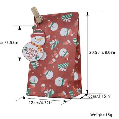 

POPULER 4PCS+Tag+Clip+Sticker (12x8x20.5cm) Paper Bag Christmas''