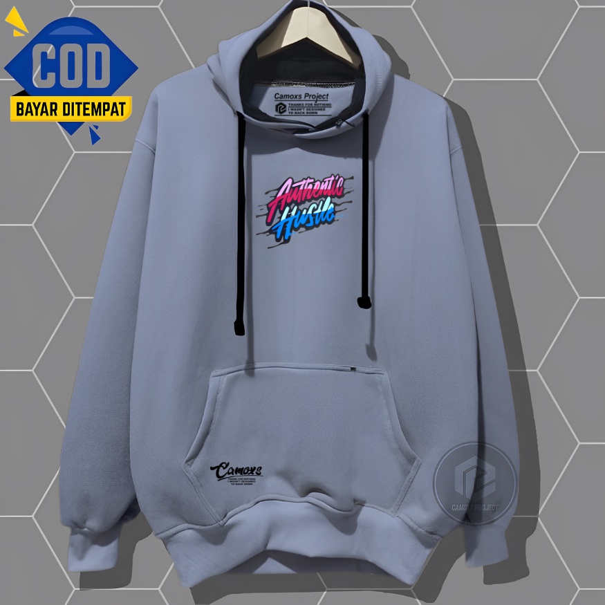 Sweater pria distro keren Camoxs Hoodie pria distro aesthetic graffity simple authentic hustle warna abu paralon Jaket pria terbaru 2022 keren Suiter cowok Hodie unisex