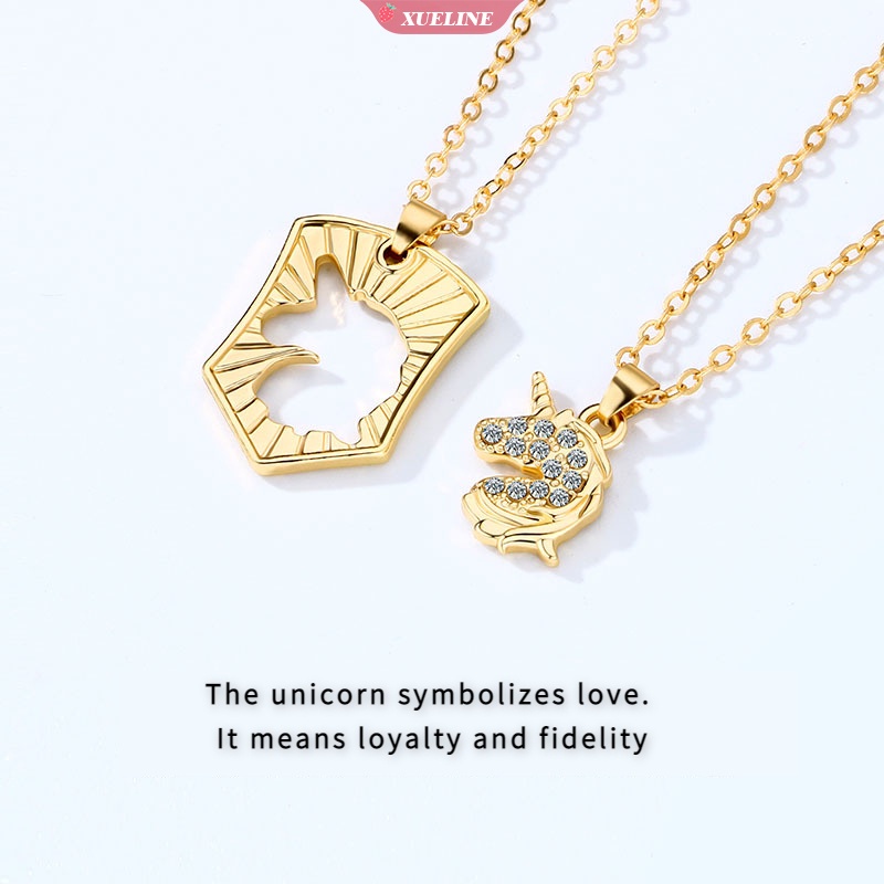 Kalung unicorn Lucu Liontin Kuda Kartun Hewan Liontin Kalung &amp; Liontin Untuk Pasangan statement collar jewelry [ZXL]